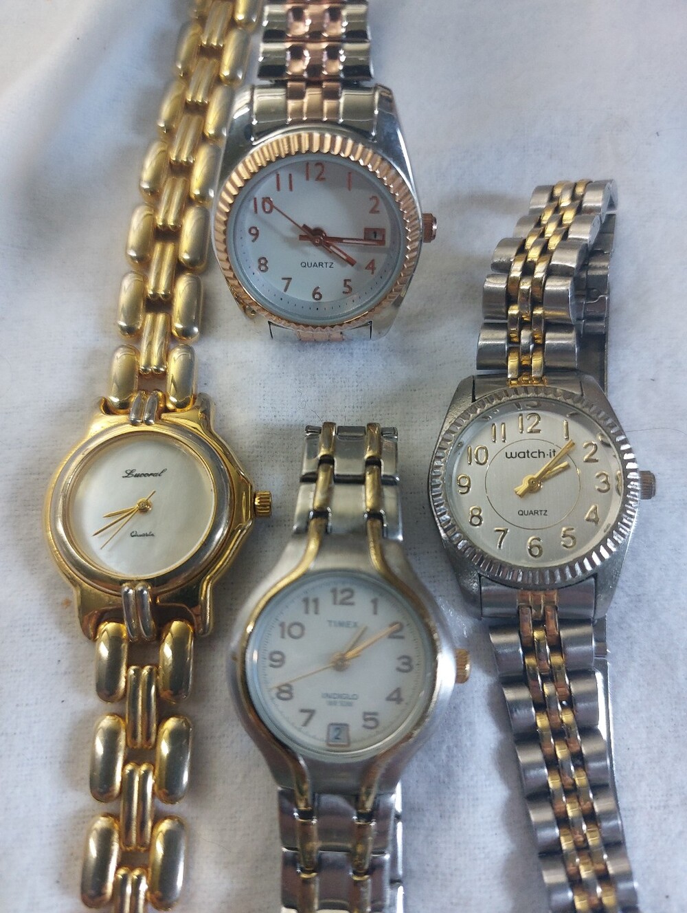Vintage Womens Watch Lot of 4 - Timex Indiglo, Watch-It, Lucoral & Two Tone